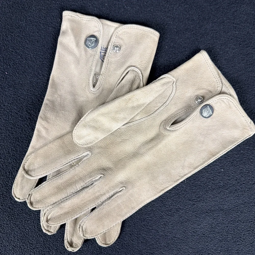 VTG Daniel Hays Leather Button Snap Silhouette Unlined Driving Gloves 10.5 L/XL